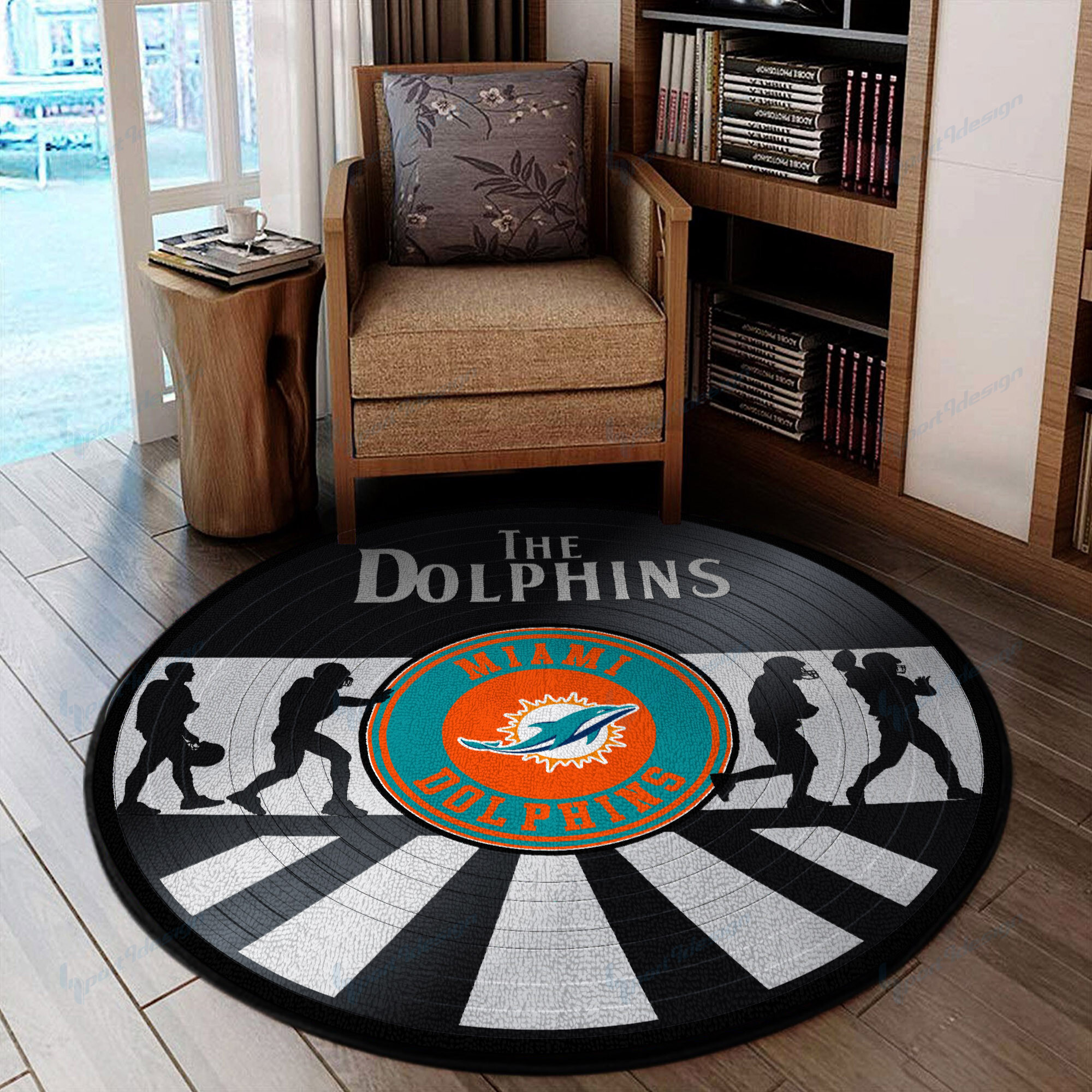 miami dolphins round rug 102 v1t0b