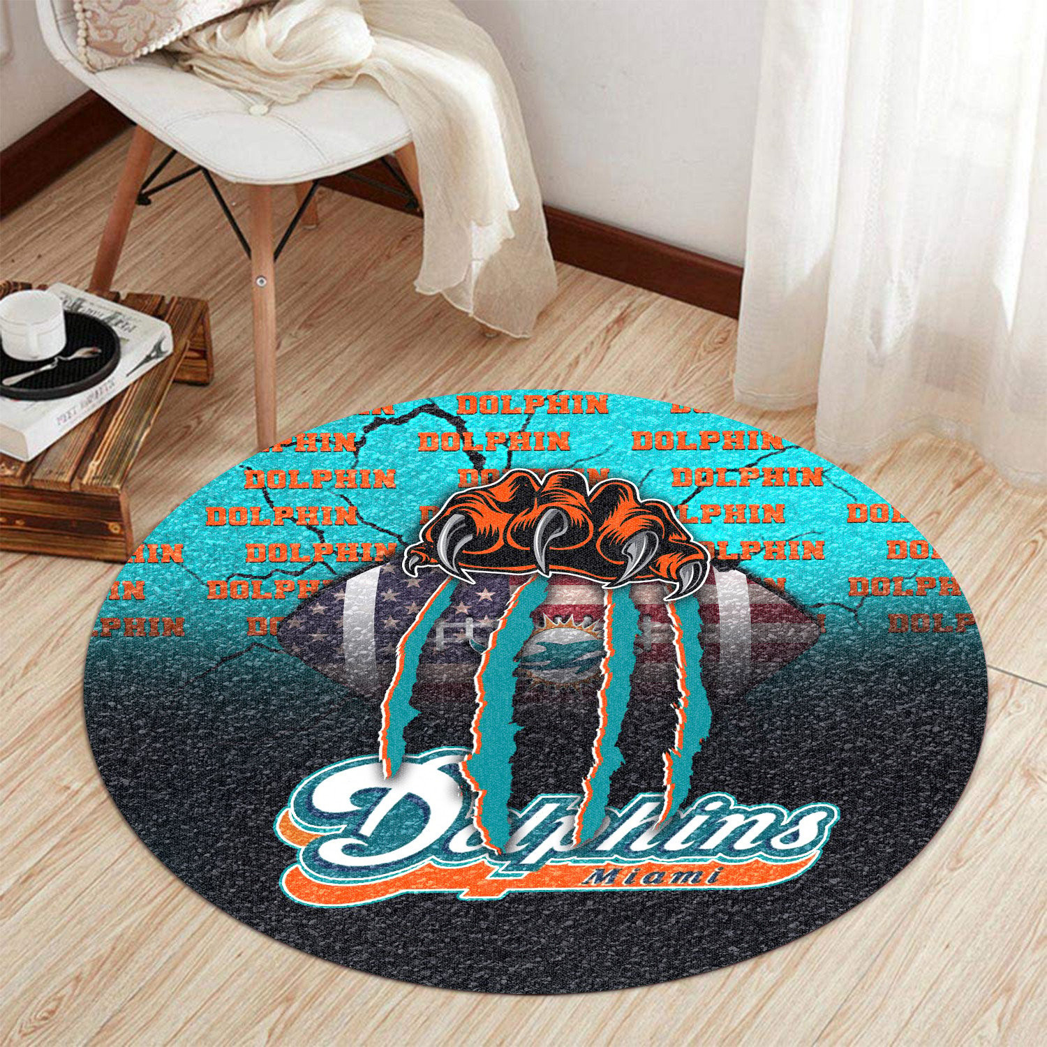 miami dolphins round rug 196 cm8nh