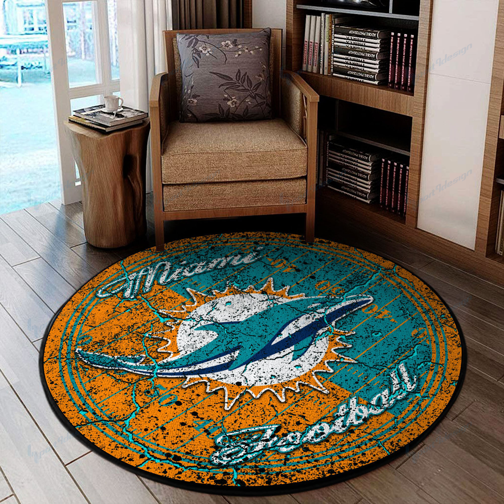 miami dolphins round rug 72 ibq3o