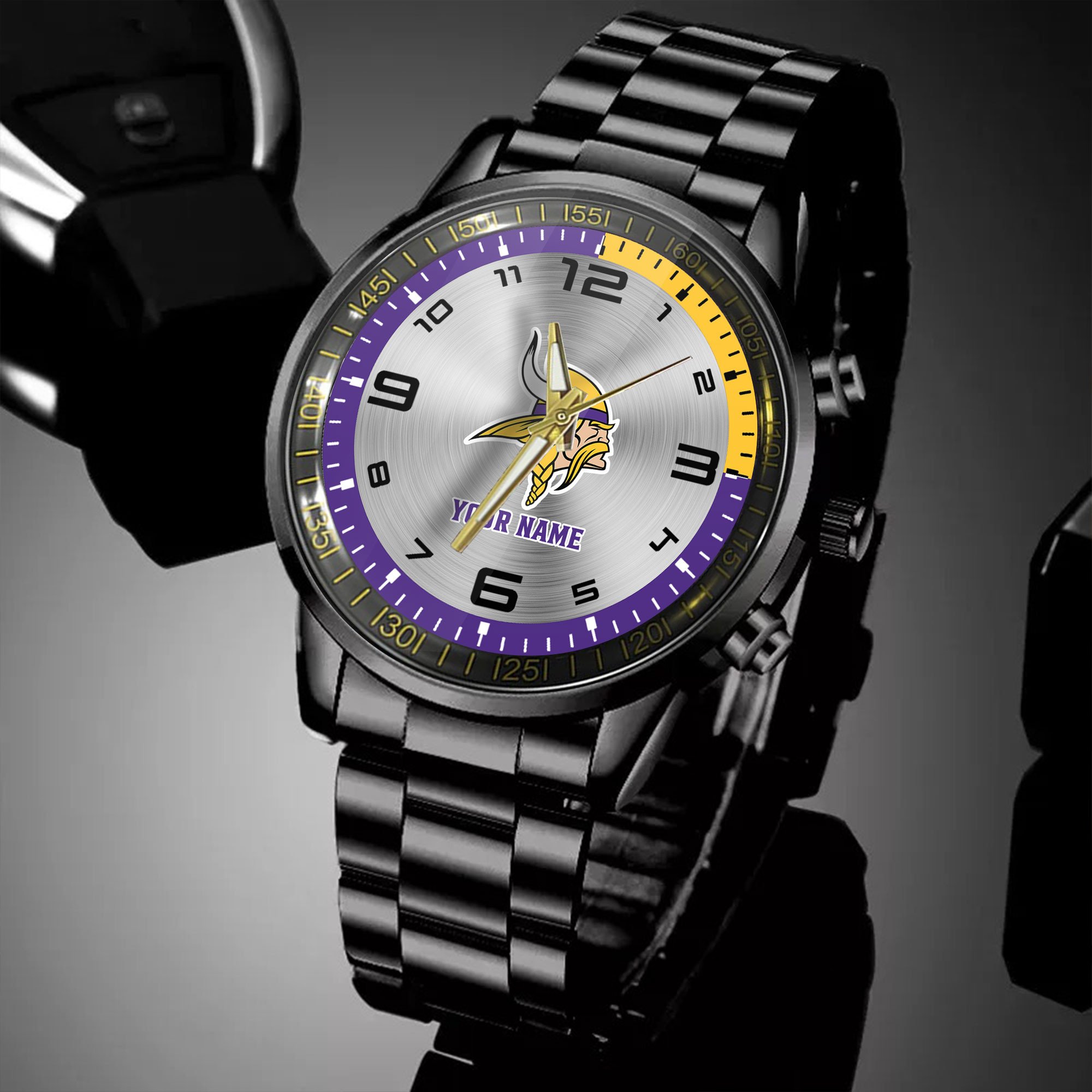 minnesota vikings nfl personalized black hand watch gifts for fans a11xh