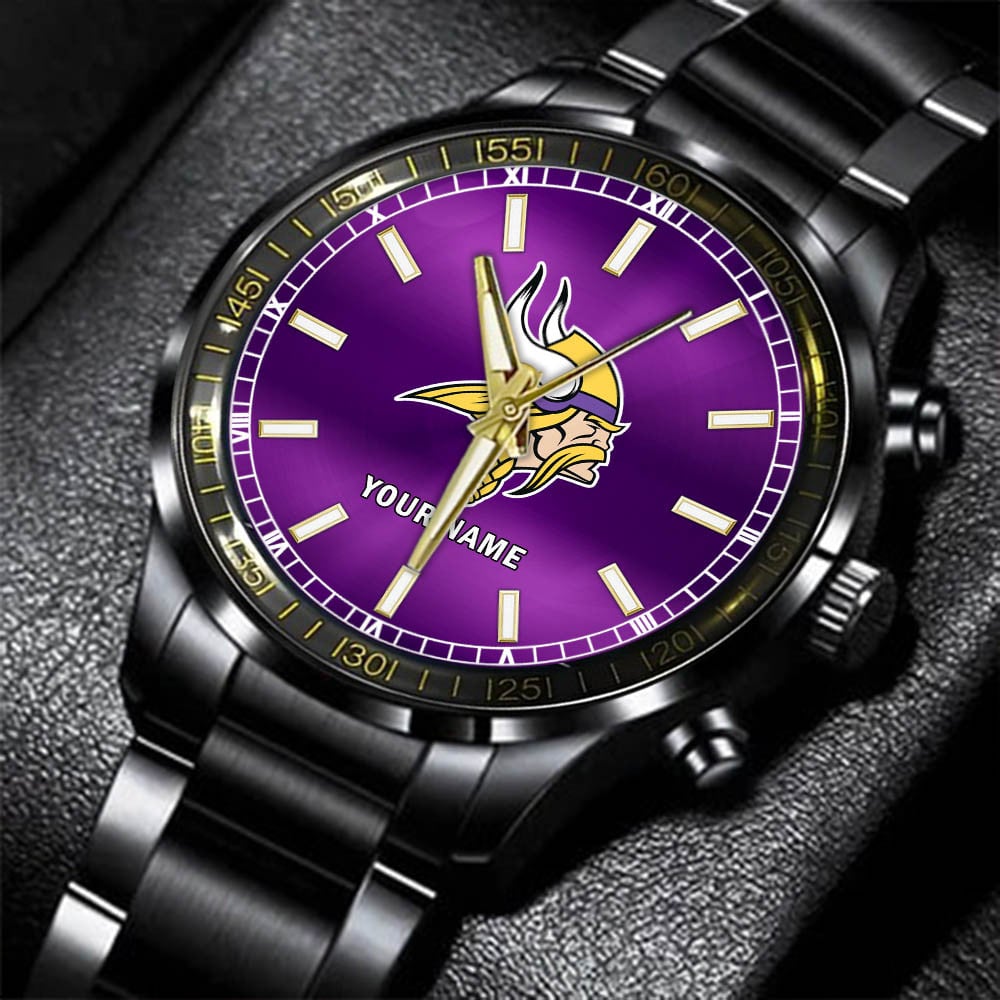 minnesota vikings nfl personalized black hand watch gifts for fans wzwdf