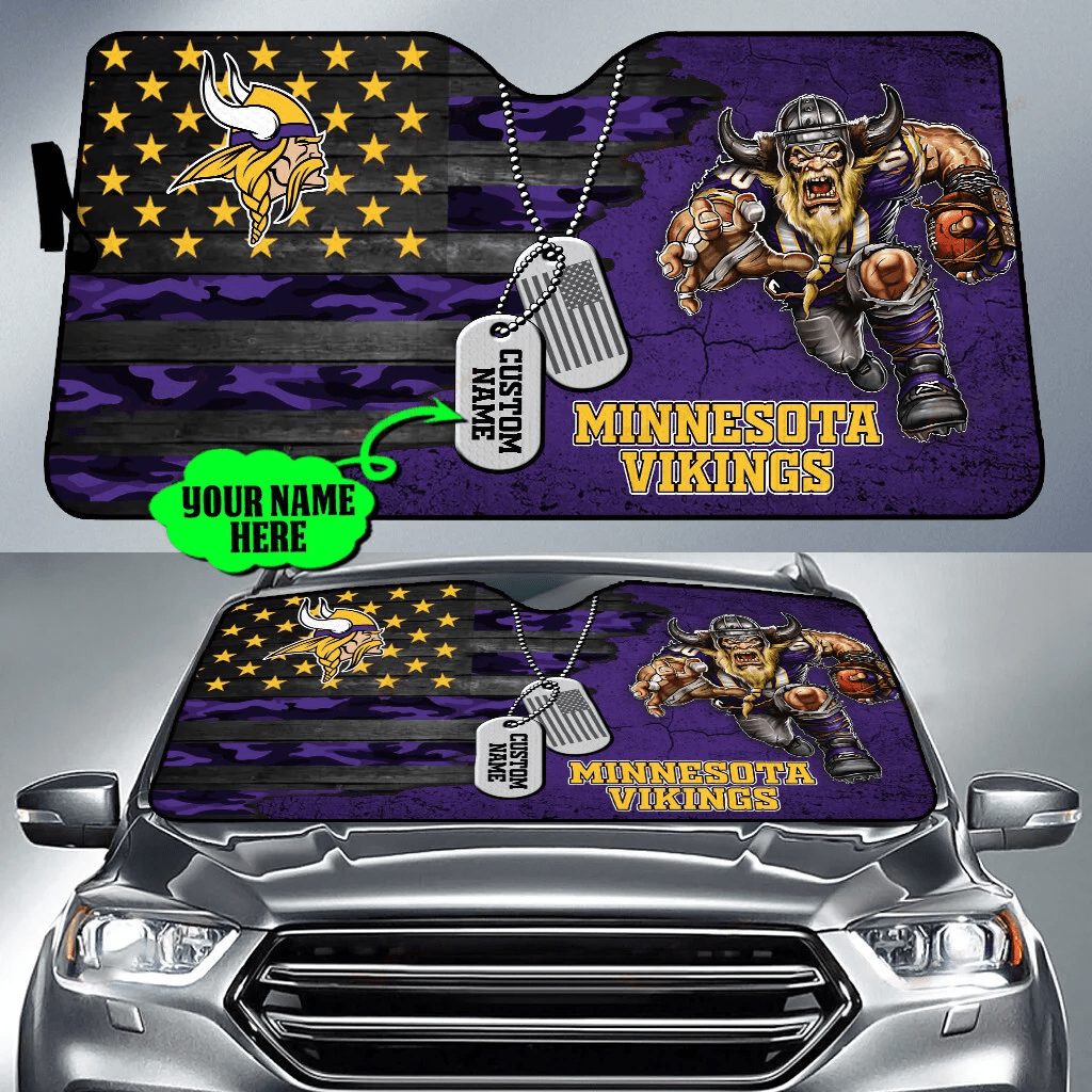minnesota vikings personalized auto sun shade bg50 c2n0l