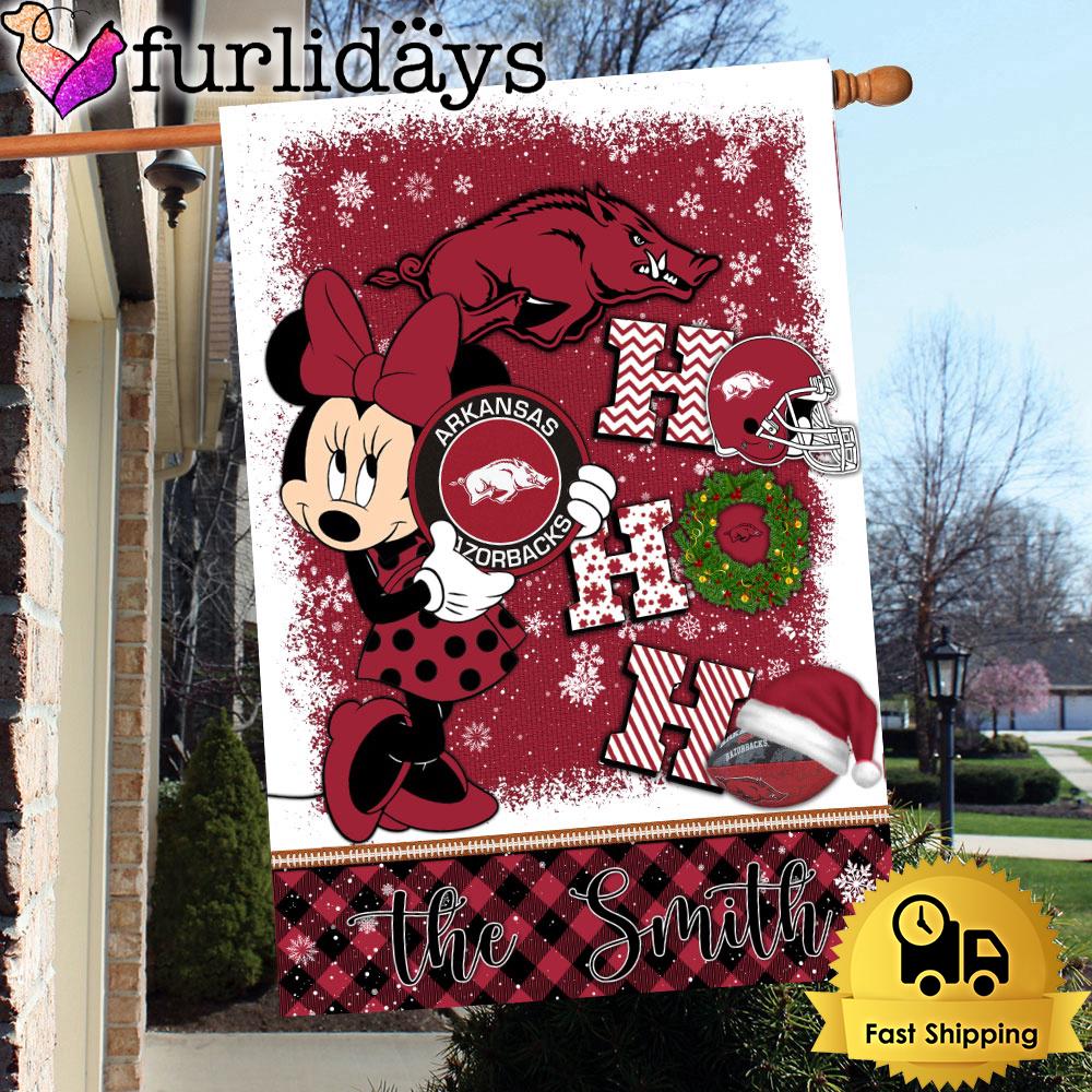 ncaa arkansas razorbacks minnie hohoho christmas flag4623