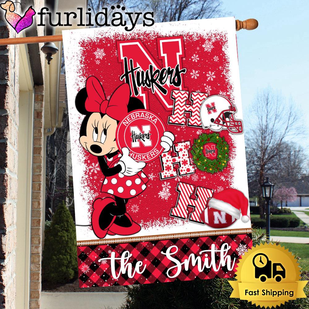 ncaa nebraska cornhuskers minnie hohoho christmas flag8831