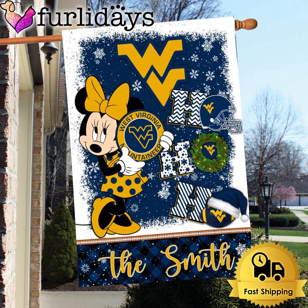 ncaa west virginia mountaineers minnie hohoho christmas flag9272