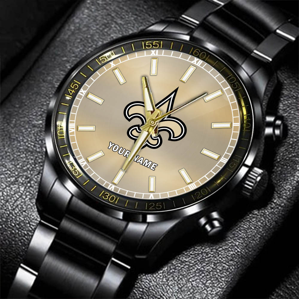 new orleans saints nfl personalized black hand watch gifts for fans 4xxad