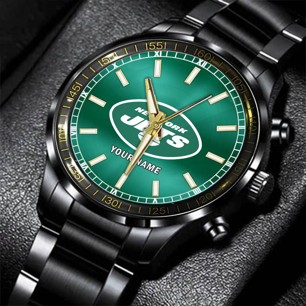 new york jets nfl personalized black hand watch gifts for fans uxp1c