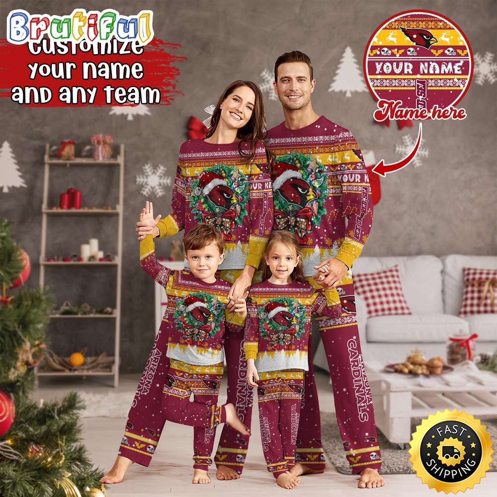nfl arizona cardinals pajamas christmas for family custom name pajamas 75ds1