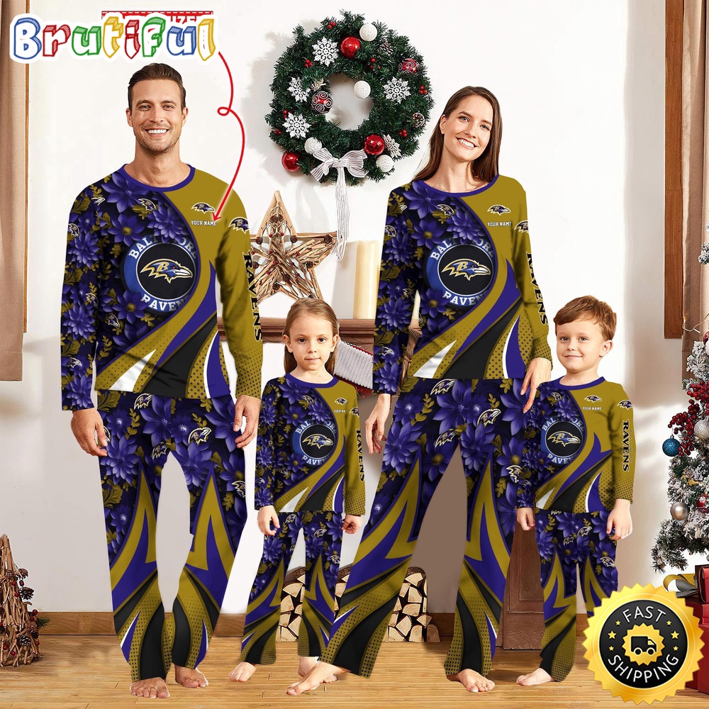 nfl baltimore ravens pajamas flower for family custom name pajamas ctfcz