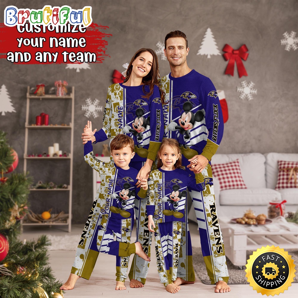 nfl baltimore ravens pajamas mickey mouse for family custom name pajamas vjjye