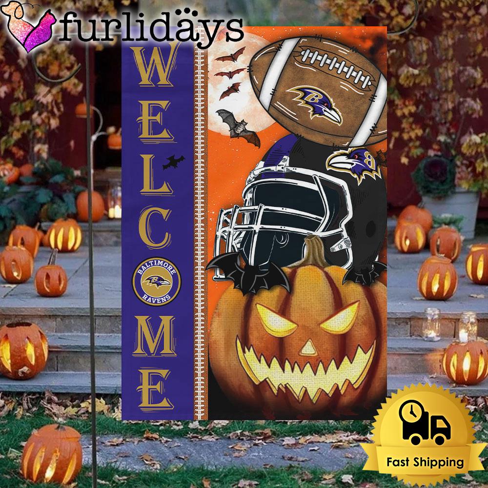 nfl baltimore ravens welcome halloween garden flag3858