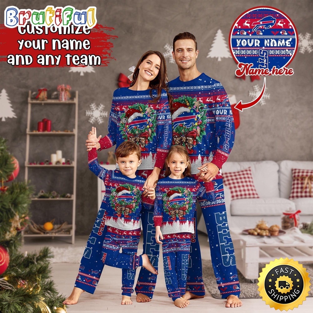 nfl buffalo bills pajamas christmas for family custom name pajamas 58nx7