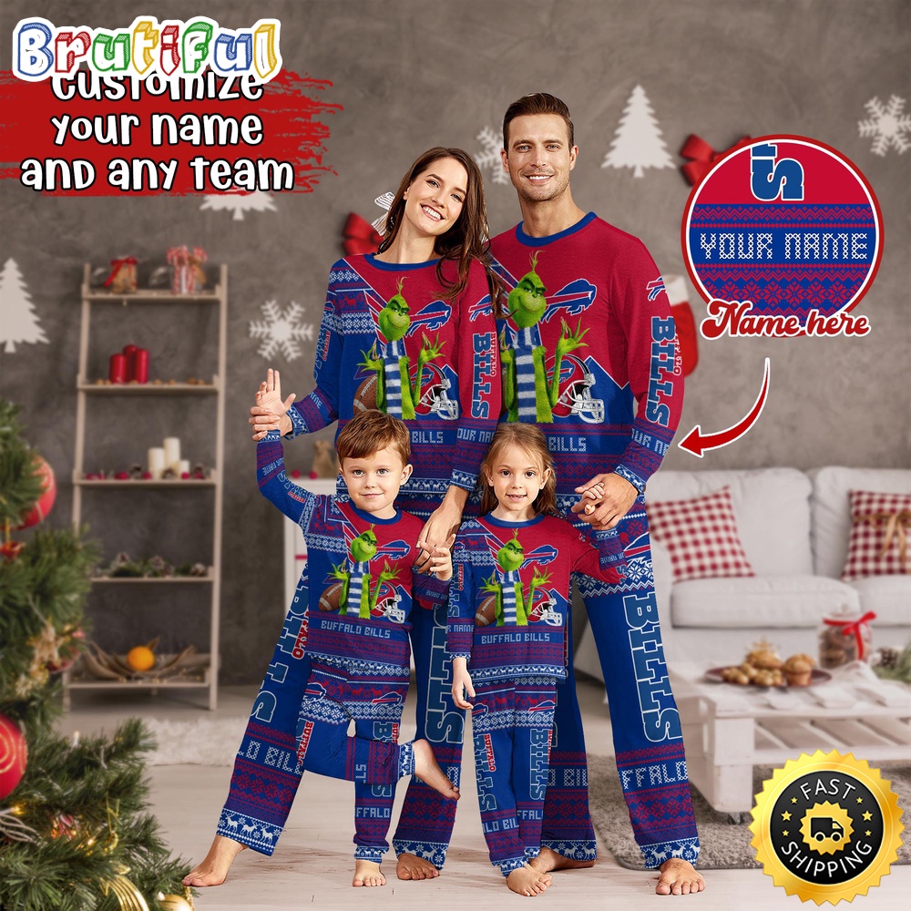 nfl buffalo bills pajamas christmas sports for family custom name pajamas ted34