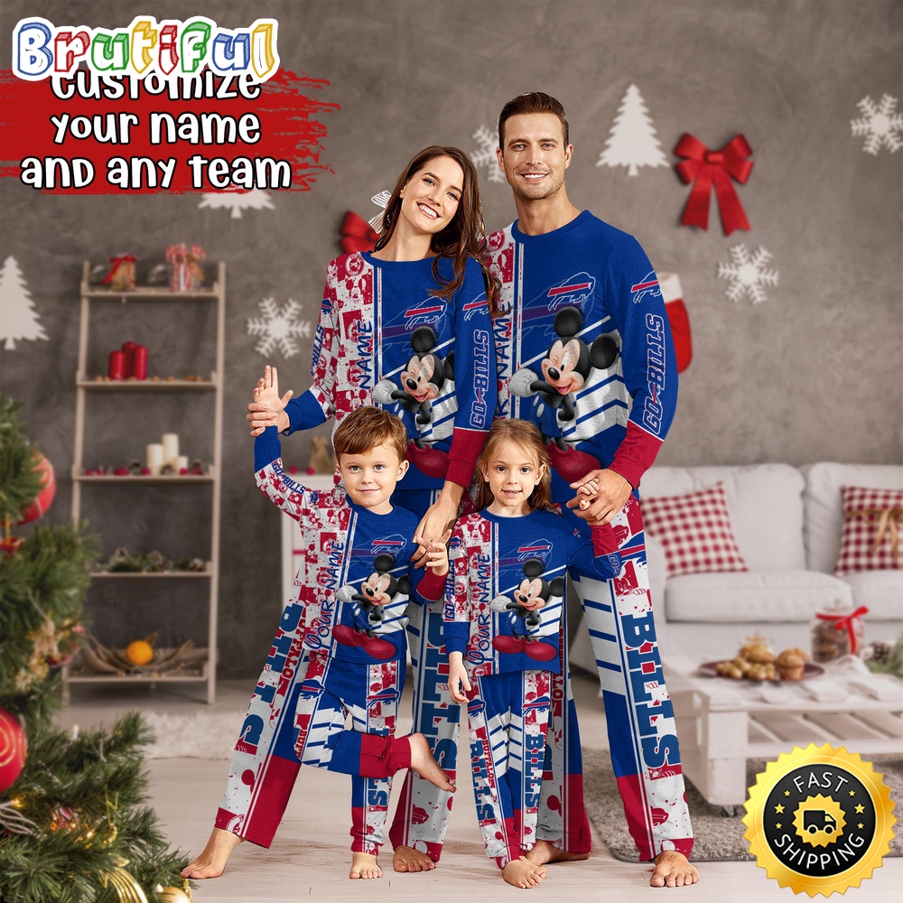 nfl buffalo bills pajamas mickey mouse for family custom name pajamas kili1