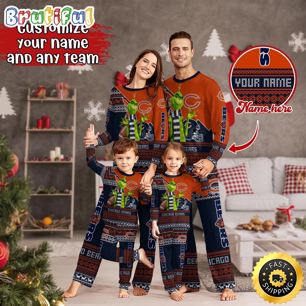 nfl chicago bears pajamas christmas sports for family custom name pajamas 6zku7