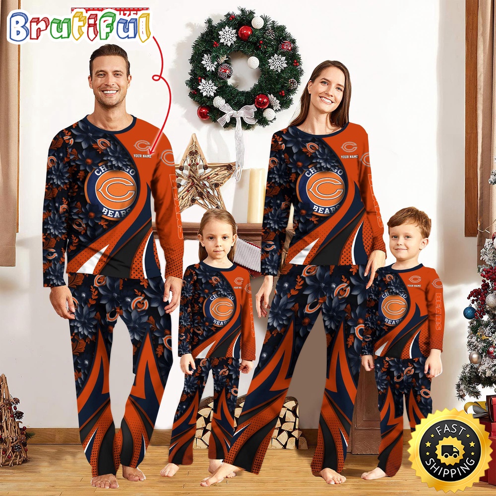 nfl chicago bears pajamas flower for family custom name pajamas cypt9