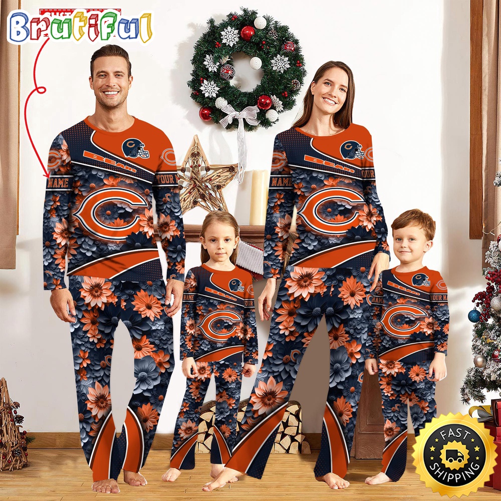 nfl chicago bears pajamas flower sports for family custom name pajamas mftps
