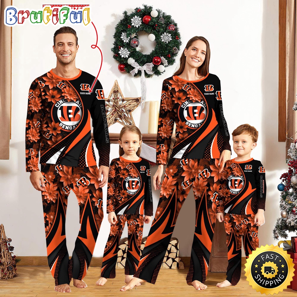 nfl cincinnati bengals pajamas flower for family custom name pajamas tvoz3