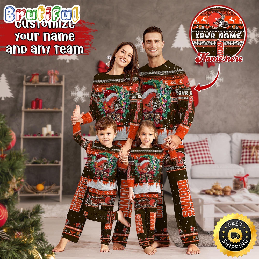 nfl cleveland browns pajamas christmas for family custom name pajamas gvisq