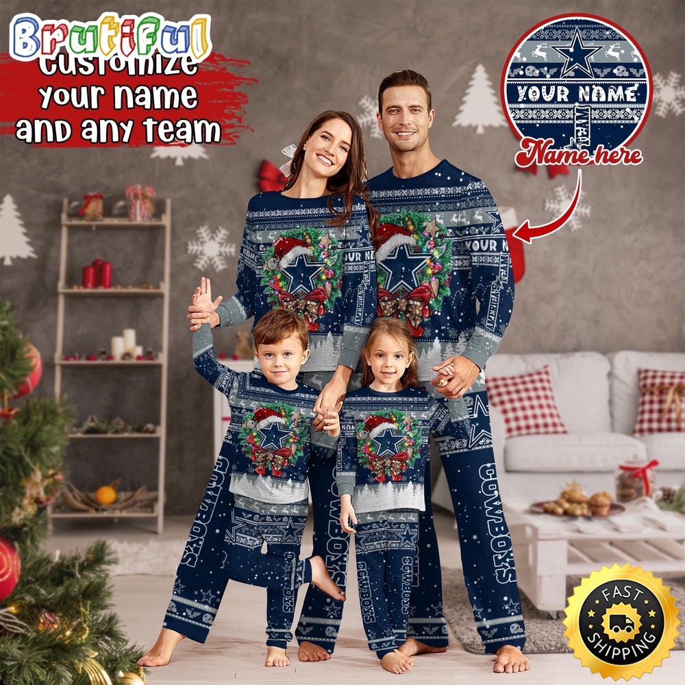 nfl dallas cowboys pajamas christmas for family custom name pajamas 2ambz