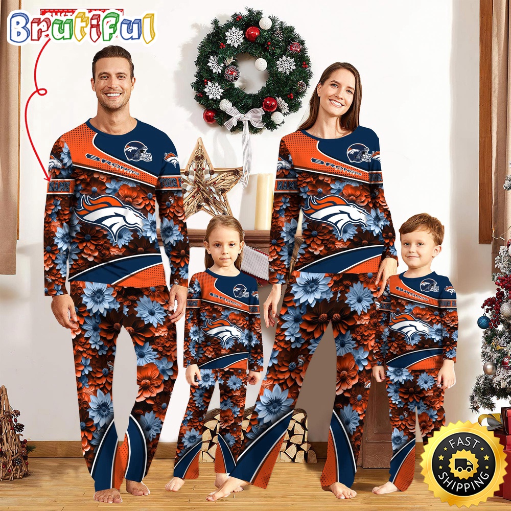 nfl denver broncos pajamas flower sports for family custom name pajamas gb055