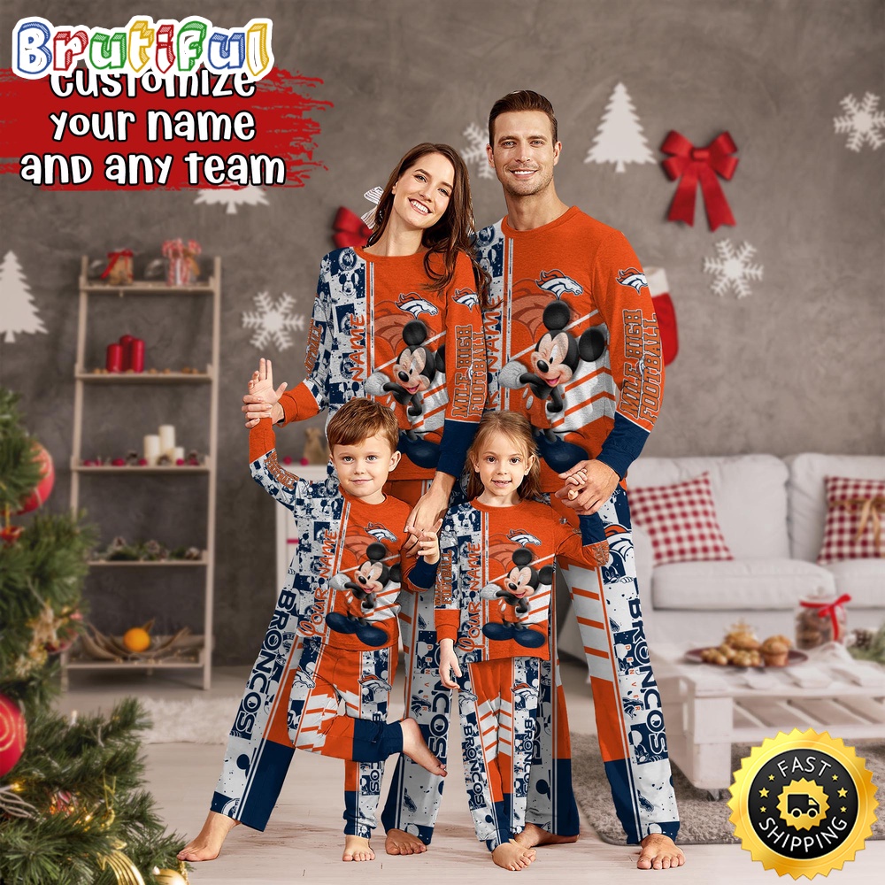 nfl denver broncos pajamas mickey mouse for family custom name pajamas wf32n