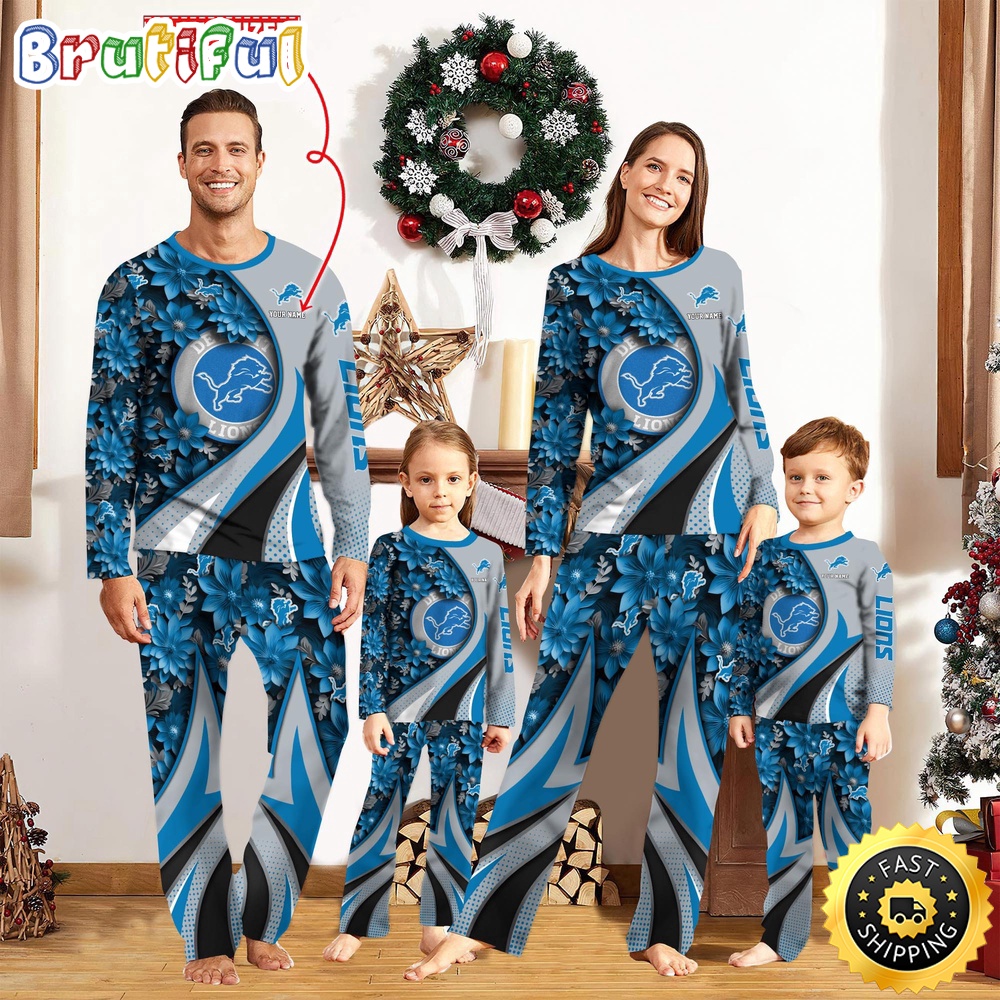 nfl detroit lions pajamas flower for family custom name pajamas npnoz