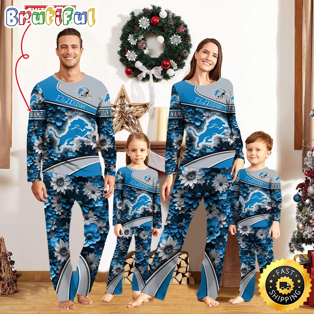 nfl detroit lions pajamas flower sports for family custom name pajamas 1nx79