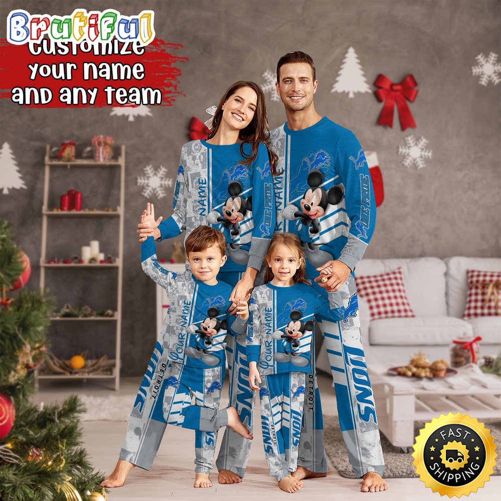 nfl detroit lions pajamas mickey mouse for family custom name pajamas tj9bq