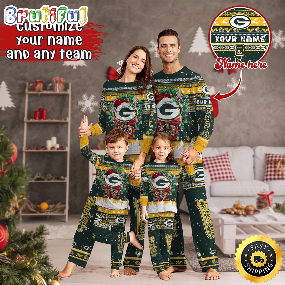 nfl green bay packers pajamas christmas for family custom name pajamas xvqxc