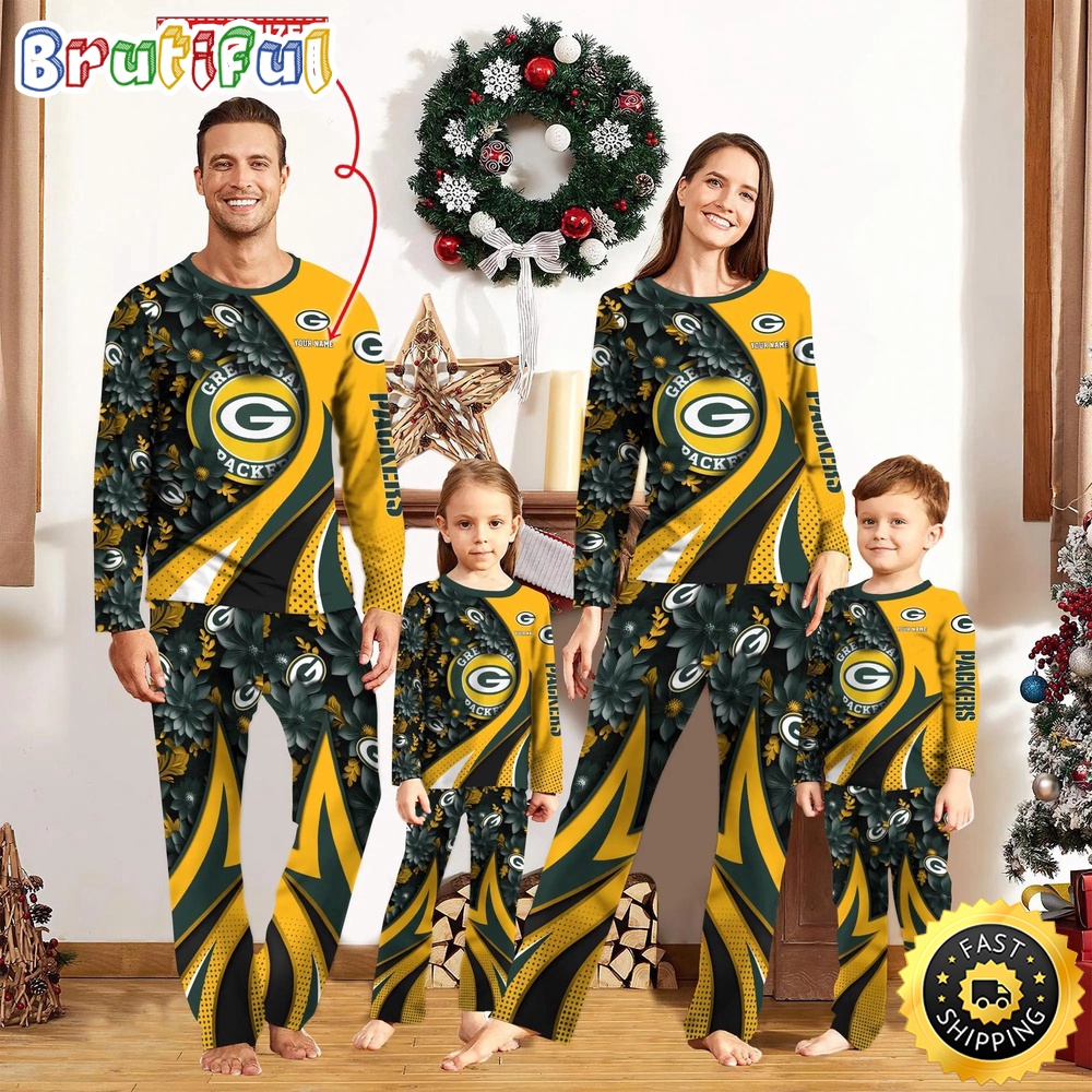nfl green bay packers pajamas flower for family custom name pajamas z2yqr