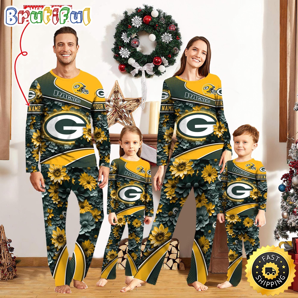 nfl green bay packers pajamas flower sports for family custom name pajamas h1odw