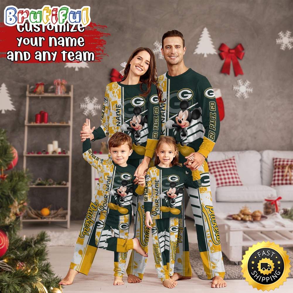 nfl green bay packers pajamas mickey mouse for family custom name pajamas u256w