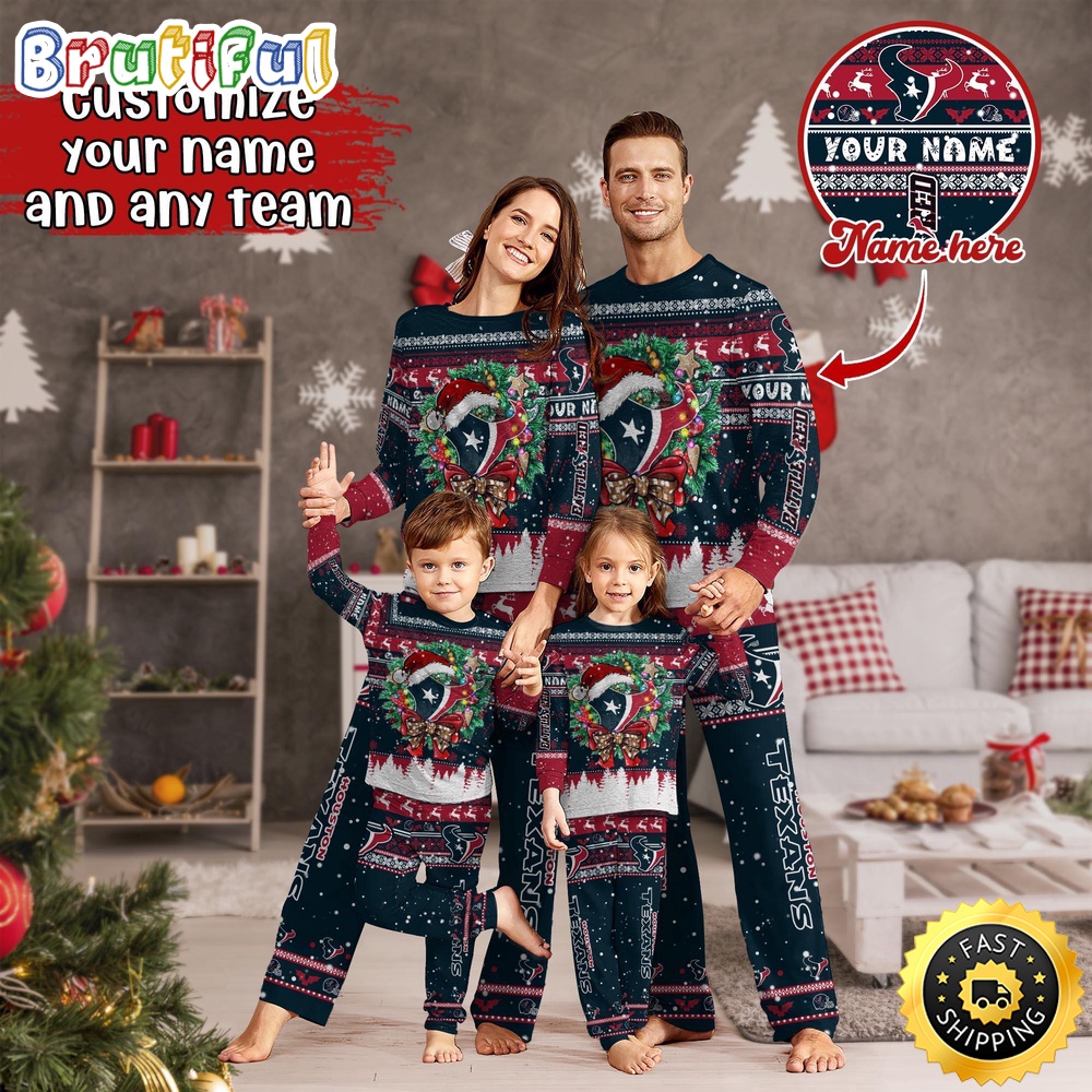nfl houston texans pajamas christmas for family custom name pajamas d6le1