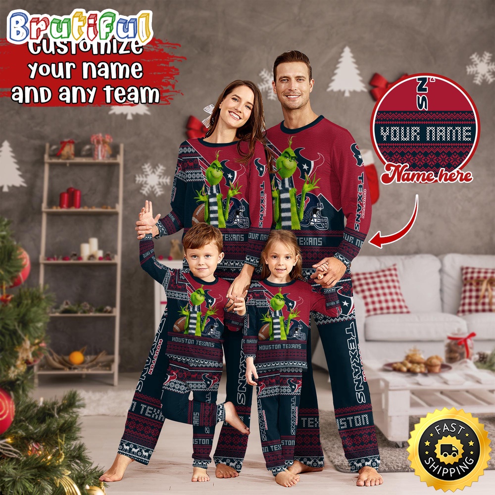 nfl houston texans pajamas christmas sports for family custom name pajamas 18zlr