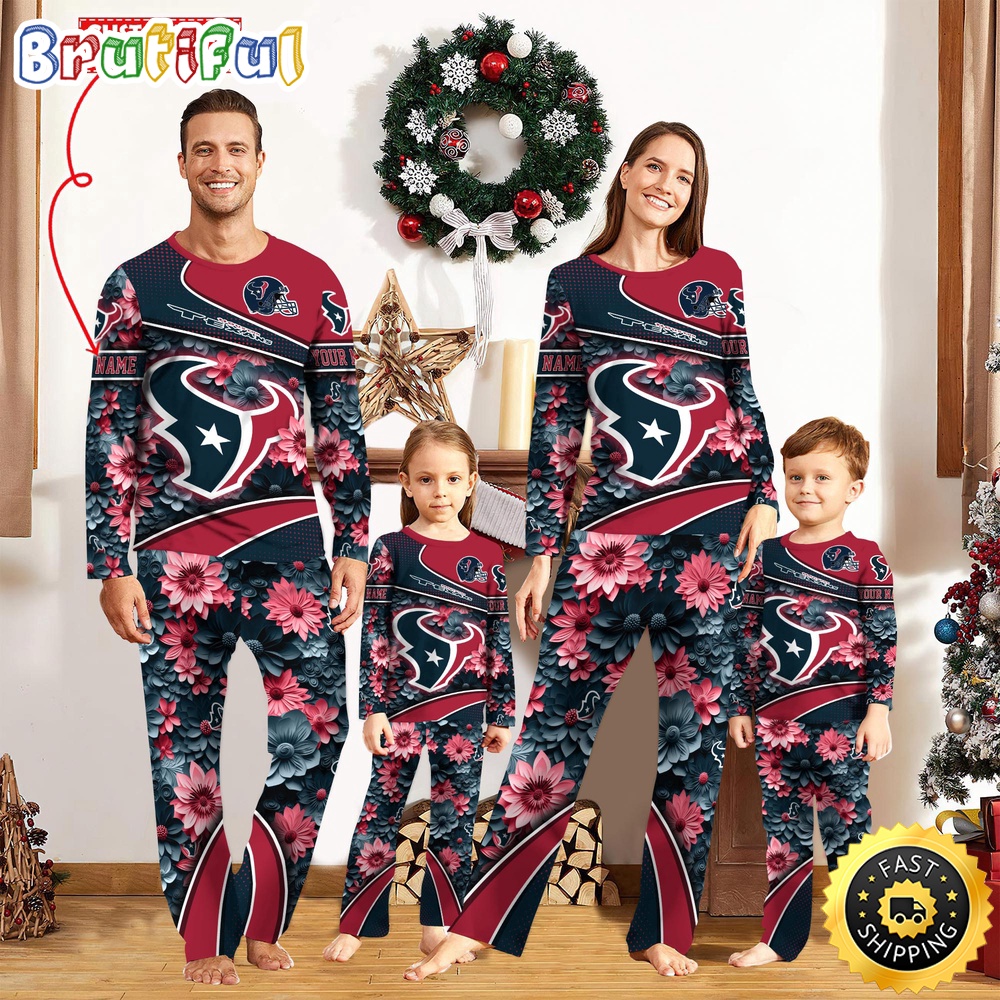 nfl houston texans pajamas flower sports for family custom name pajamas 0usti