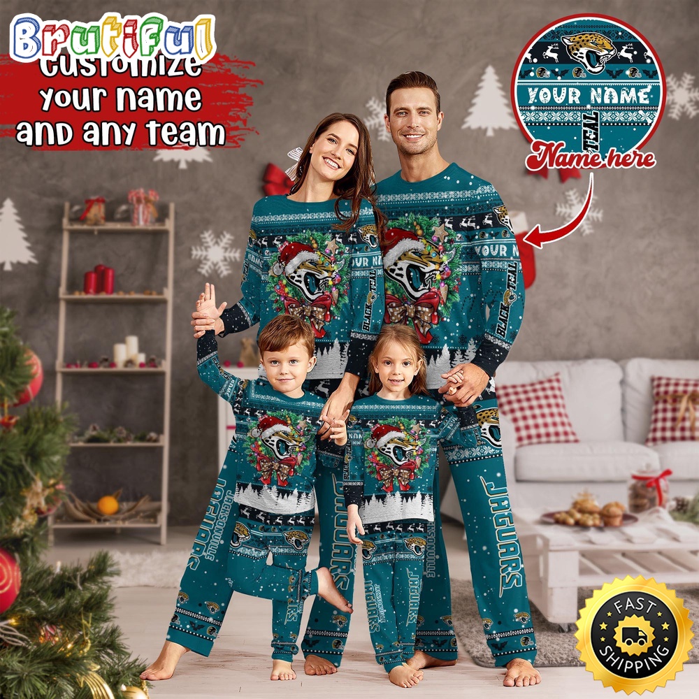 nfl jacksonville jaguars pajamas christmas for family custom name pajamas rp926