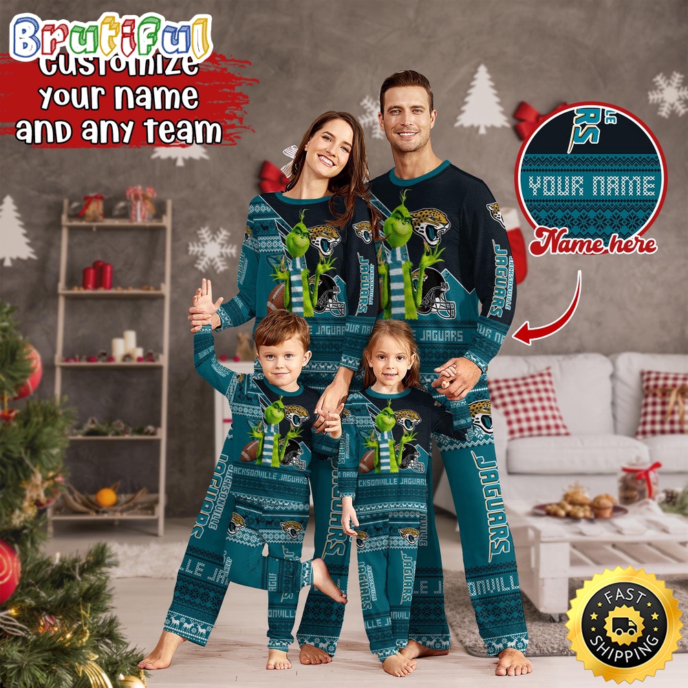nfl jacksonville jaguars pajamas christmas sports for family custom name pajamas cpy83