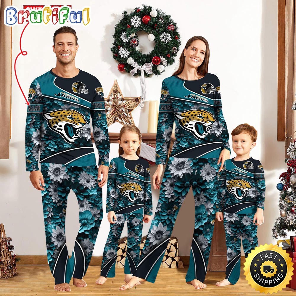 nfl jacksonville jaguars pajamas flower sports for family custom name pajamas ja33a
