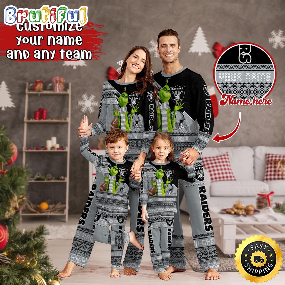 nfl las vegas raiders pajamas christmas sports for family custom name pajamas 9q59c