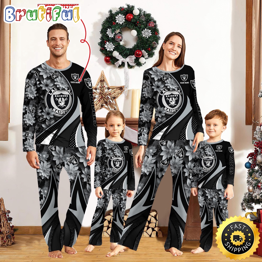 nfl las vegas raiders pajamas flower for family custom name pajamas 1ibfg