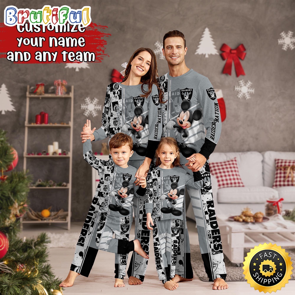 nfl las vegas raiders pajamas mickey mouse for family custom name pajamas qzzte