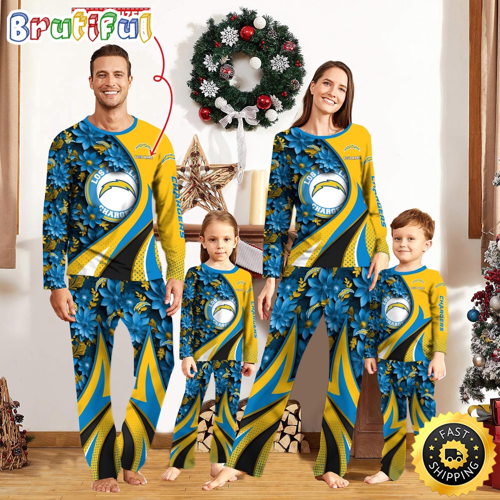 nfl los angeles chargers pajamas flower for family custom name pajamas tuue5