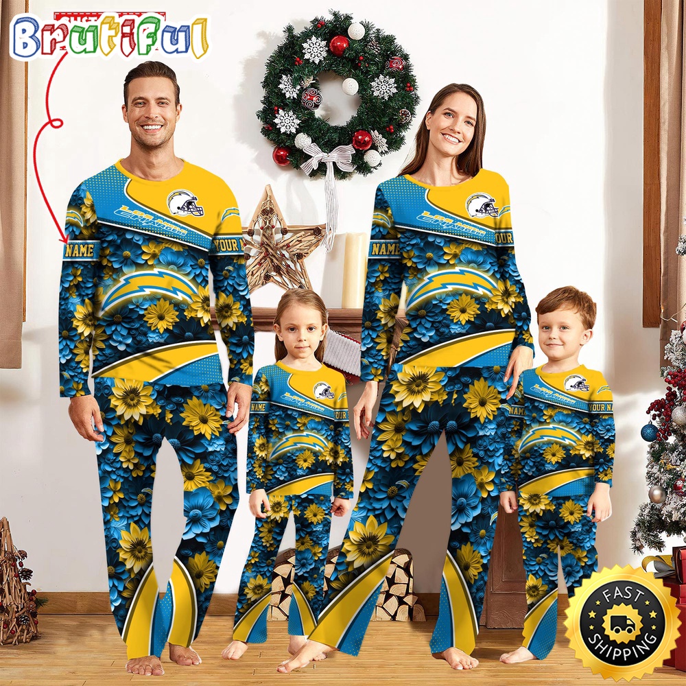 nfl los angeles chargers pajamas flower sports for family custom name pajamas 5gqkt