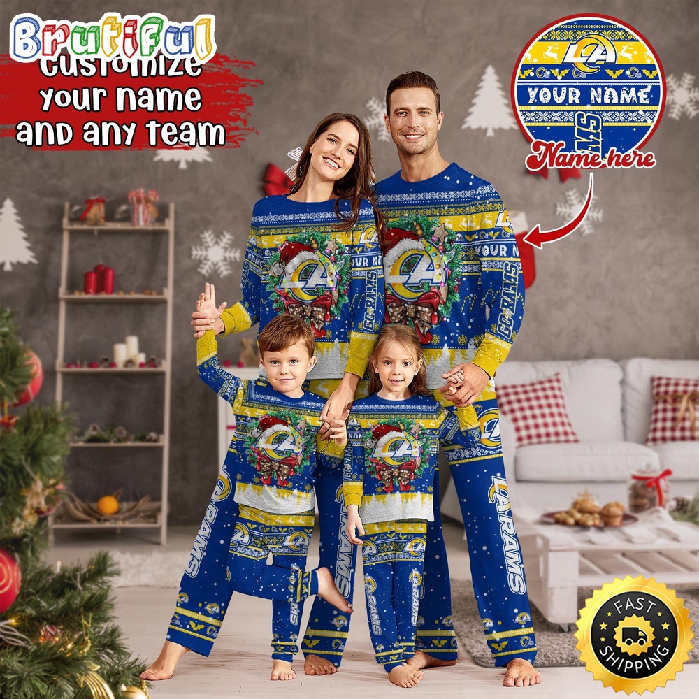 nfl los angeles rams pajamas christmas for family custom name pajamas 85f9j