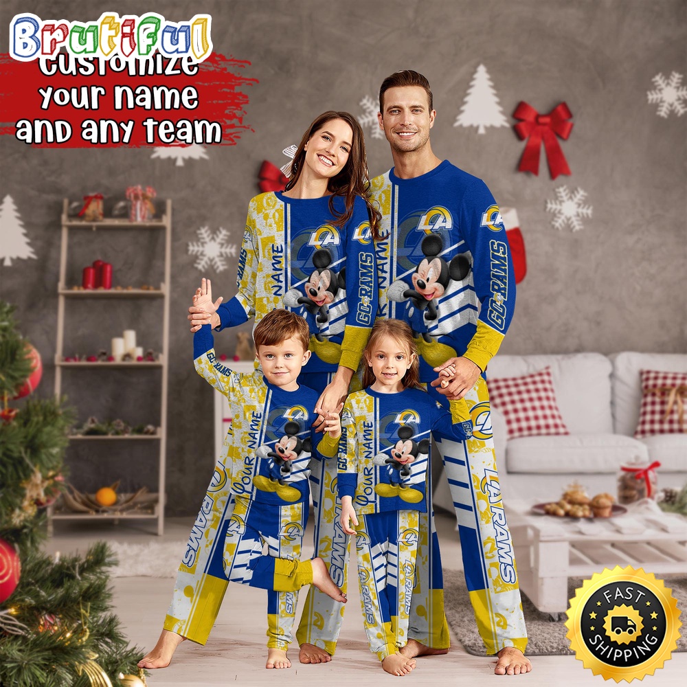 nfl los angeles rams pajamas mickey mouse for family custom name pajamas jukfo