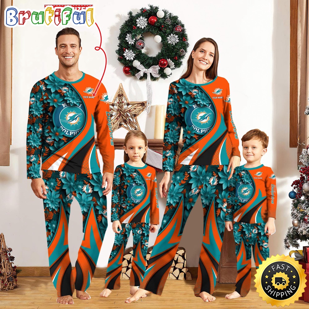 nfl miami dolphins pajamas flower for family custom name pajamas q6foa
