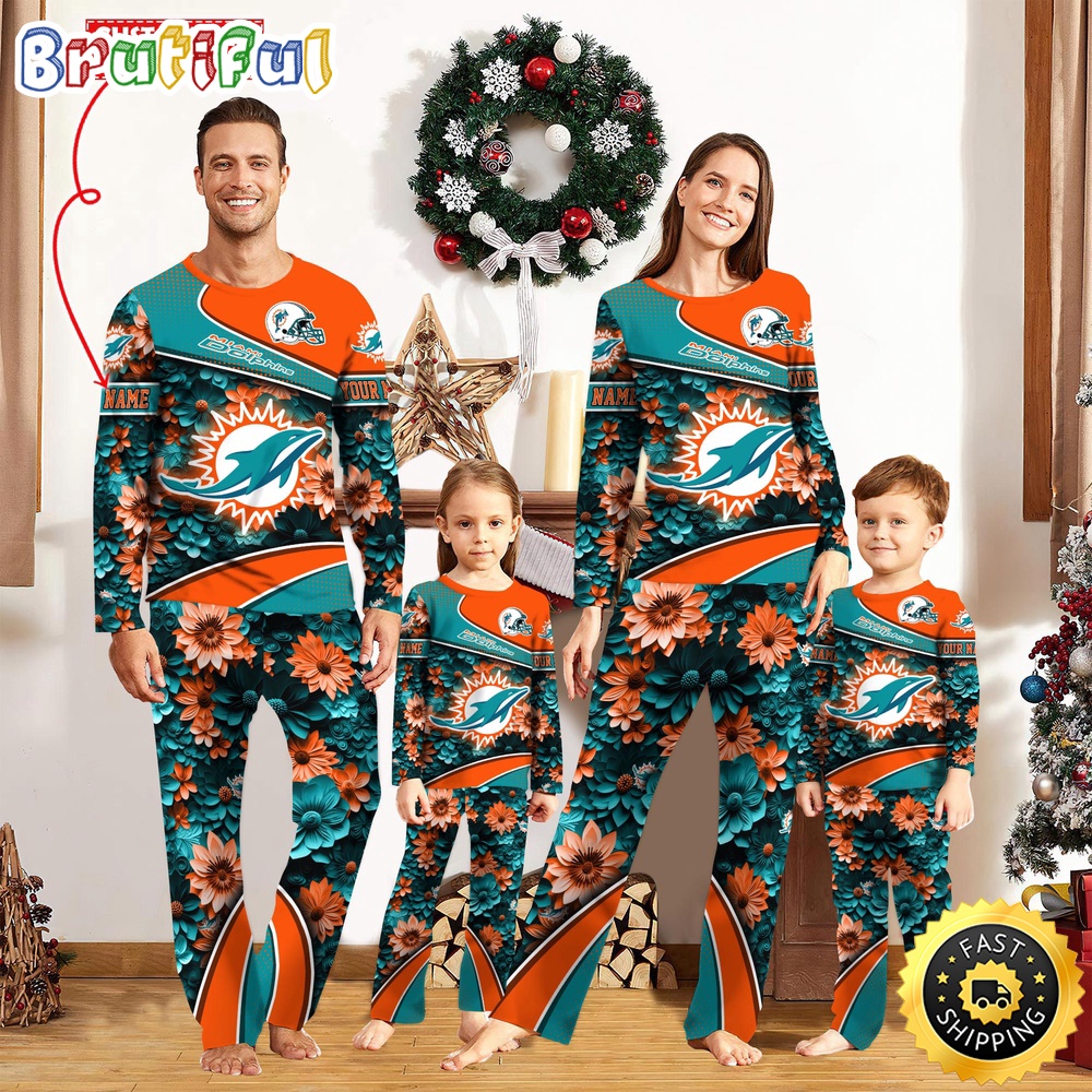 nfl miami dolphins pajamas flower sports for family custom name pajamas x8q4y