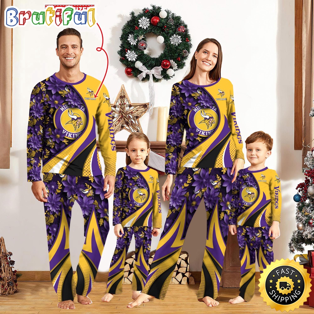 nfl minnesota vikings pajamas flower for family custom name pajamas ruyw2