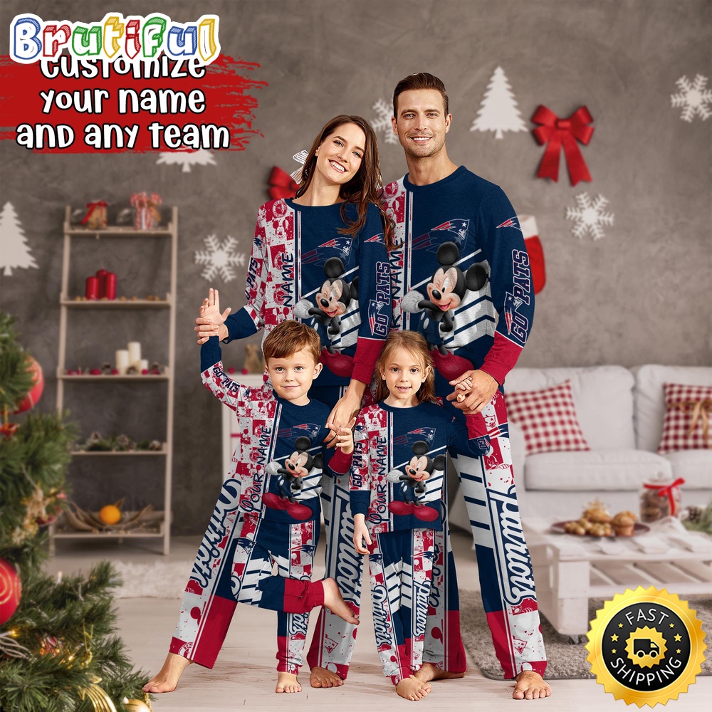 nfl new england patriots pajamas mickey mouse for family custom name pajamas 7y44t